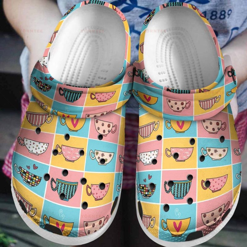 Colorful Coffee Cups Gift For Lover Rubber clog Shoes Comfy Footwear