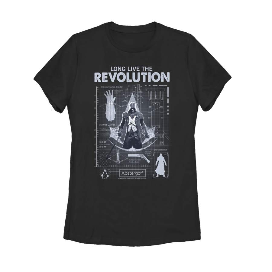 Assassin’s Creed Women’s Unity Long Live the Revolution Blueprint  T Shirt