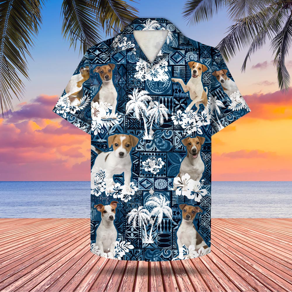 Jack Russell Hawaiian Style Blue Shirt Gift For Jack Russell Mom, Jack Russell Dad M0402 Phts