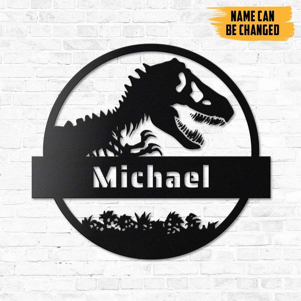 3D Jurassic Park Dinosaur Custom Name Metal Sign