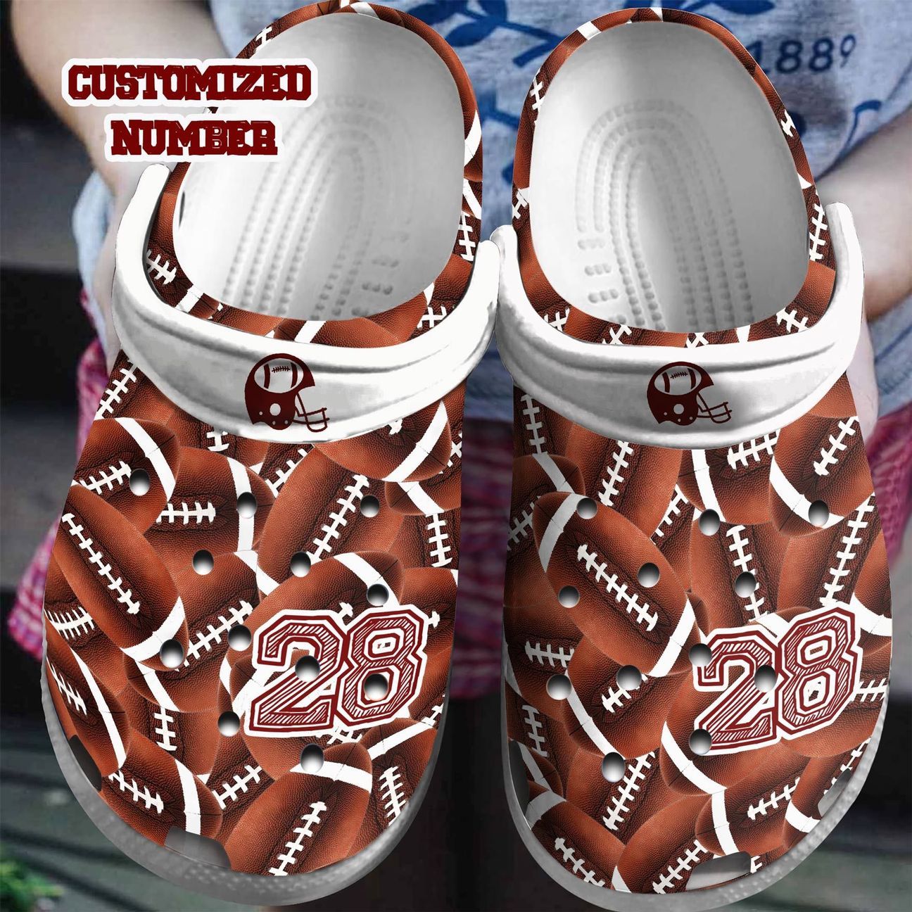 Football Personalized Clog, Custom Name, Text, Color, Number Fashion Style For Women, Men, Kid, Print 3D American Football Love