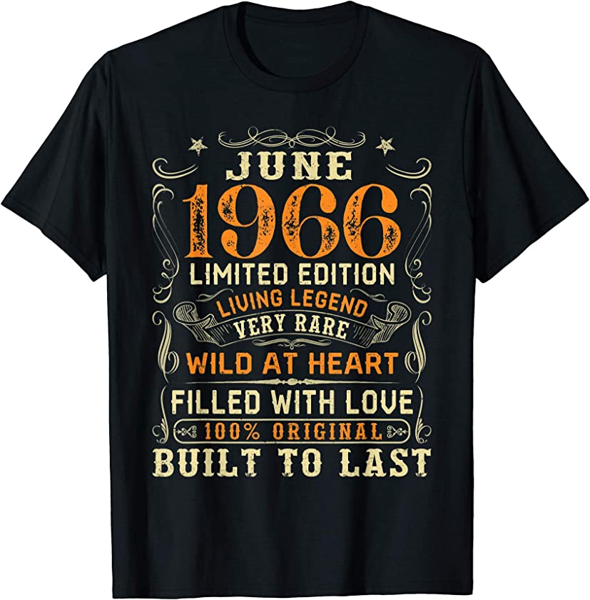 Vintage June 1966 Awesome 55 Yrs Old 55th Birthday Gift T-Shirt