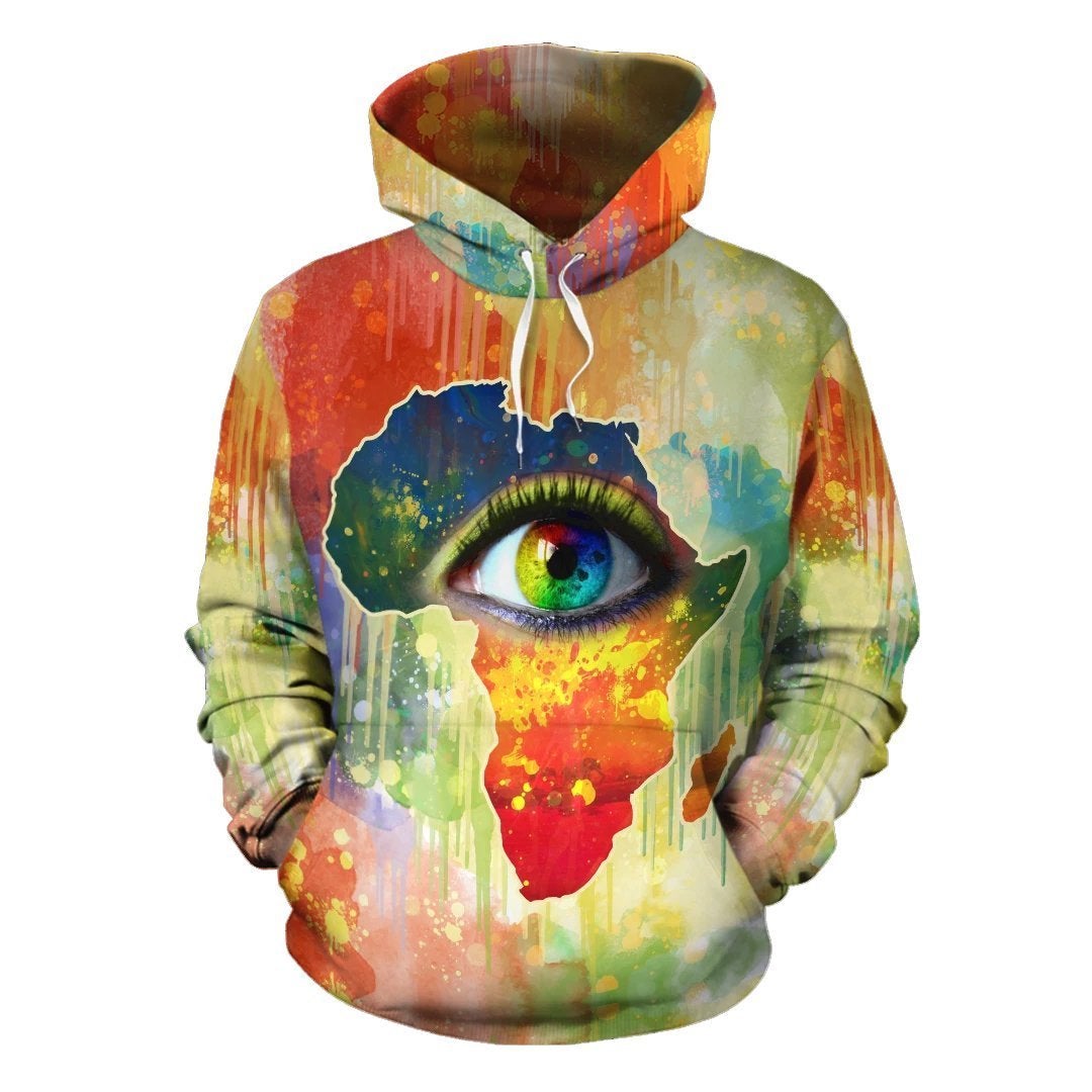 Wonderprint Hoodie – Black – African Eye Pullover