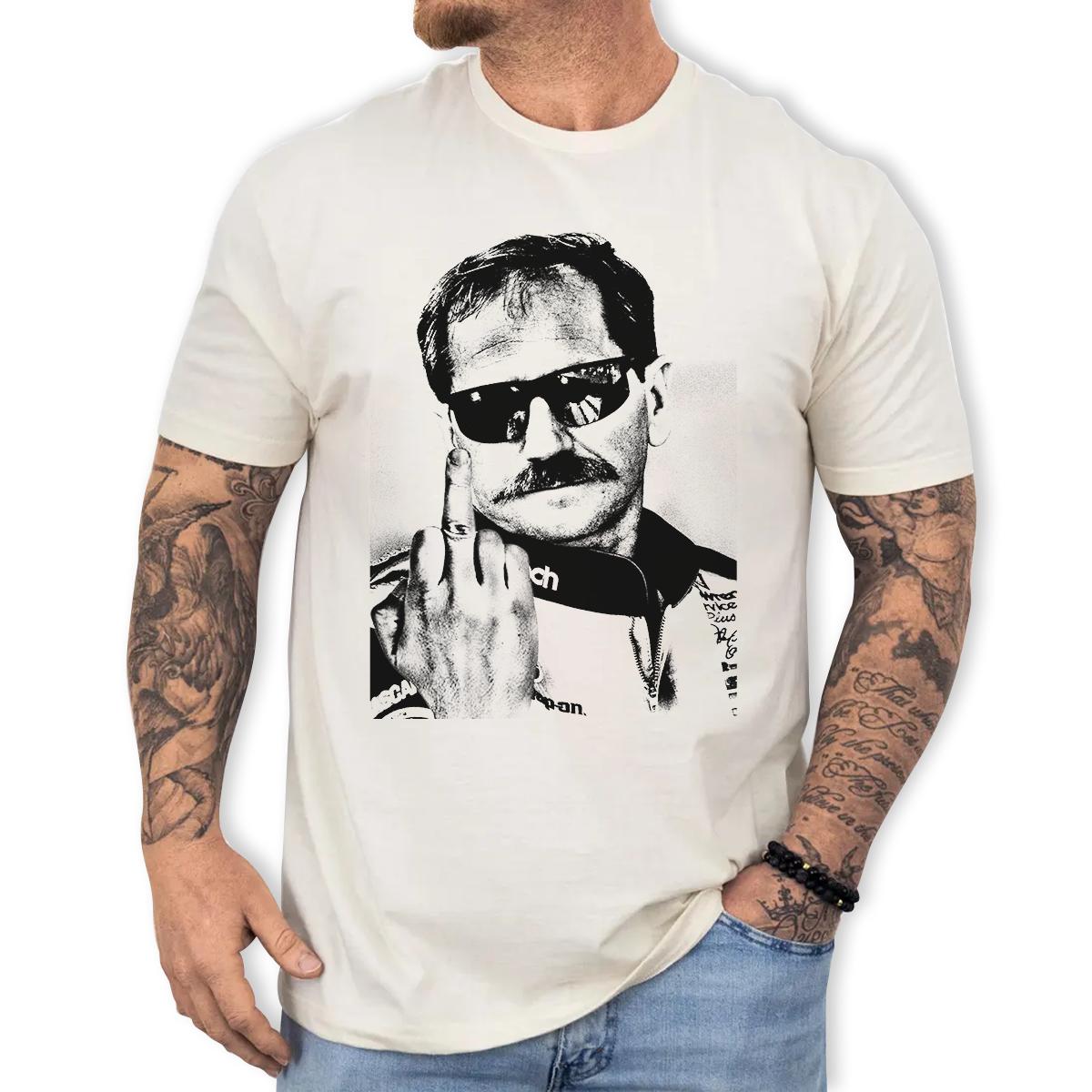 Dale Earnhardt Finger Vintage Graphic T-Shirt Funny NASCAR Racing Tee, American Patriotic Streetwear for Men