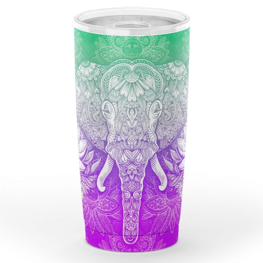 Mandala Stainless Steel Insulated Tumbler Cup – Mandala Elephant Purple 04 17oz/20oz/30oz