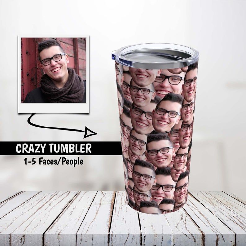 Crazy Face Tumbler, Photo Tumbler, Pet Face Tumbler, Personalized Travel Mug, Personalized Gift, Gift For Dad, Father’S Day, Funny Gift Idea