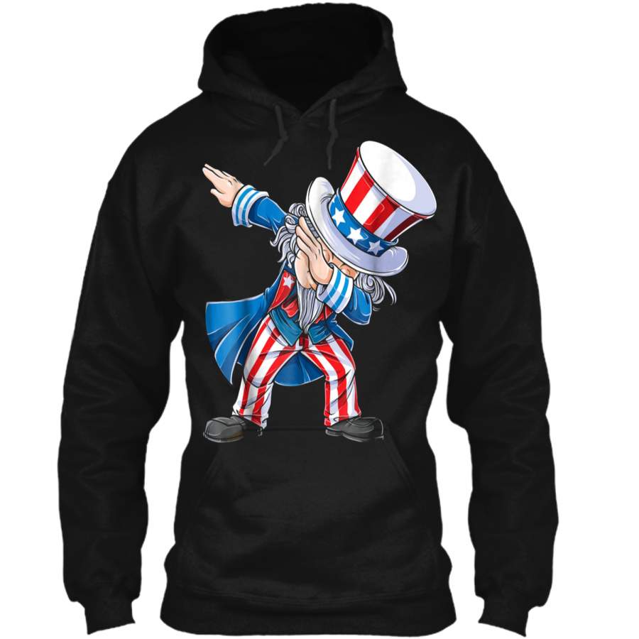 4th of july  for kids Dabbing Uncle Sam Boys Men Gifts Pullover Hoodie 8 oz