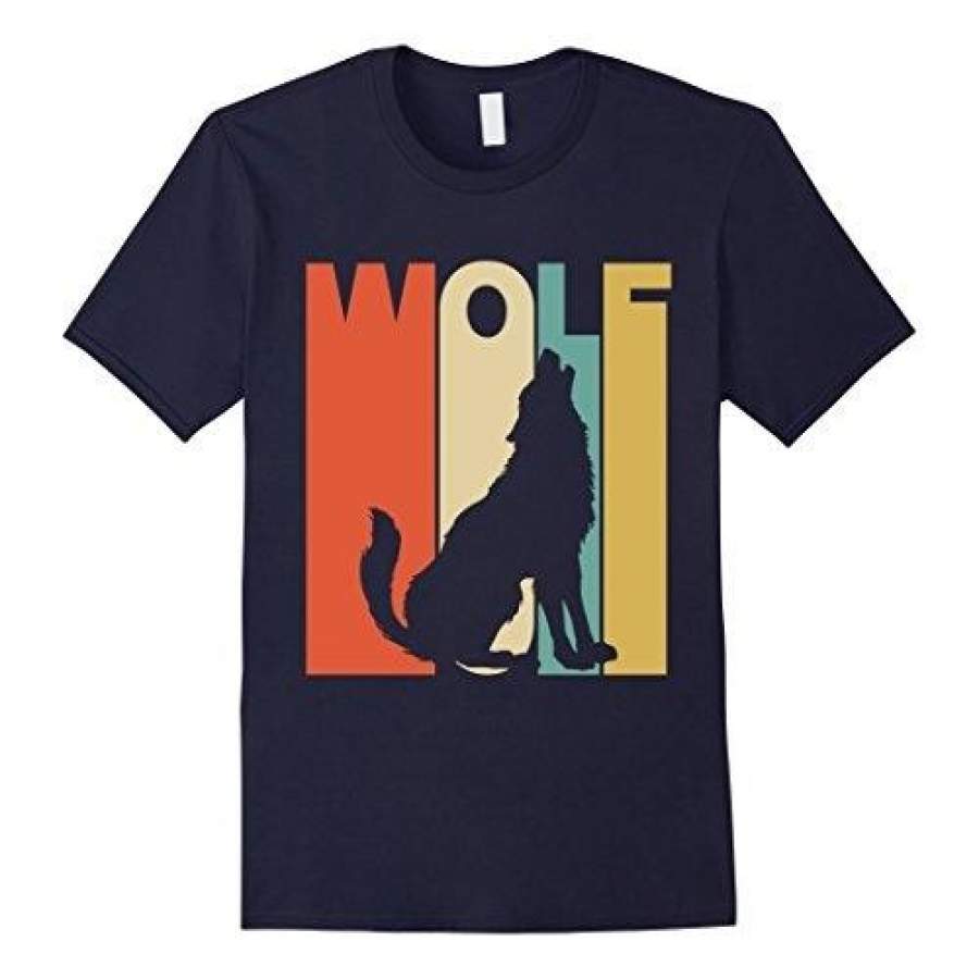 Vintage Style Wolf Silhouette T-Shirt Men Cotton Short Sleeve T Shirt Fashion