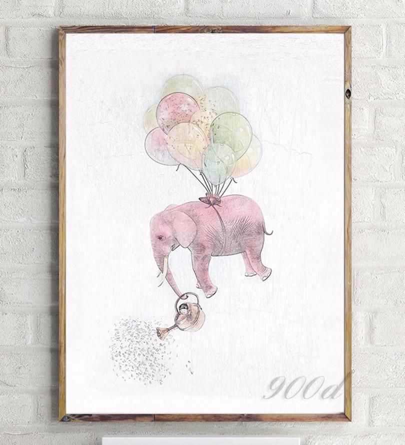 Elephant With Balloon Sketch Print Poster, Pictures For Home Ation, Home Ye15-2 Full Hd Personalized Customized Canvas Art Wall Art Wall Decor