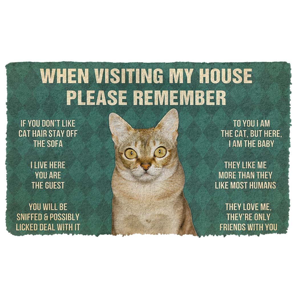 Gearhumans 3D Please Remember Singapura Cats House Rules Custom Doormat