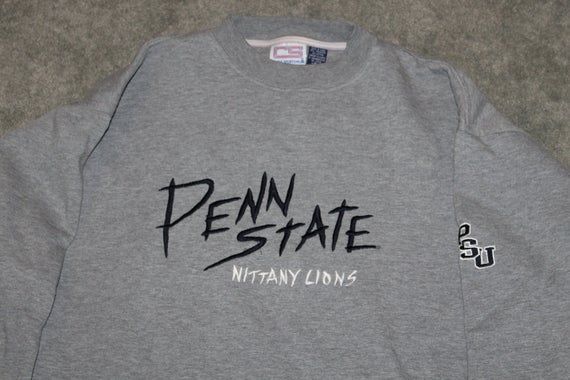 Vintage 90S Clothing University Of Penn State Nittany Lion Psu Men Oversized Womens Retro Logo Grey College Crewneck Shirt