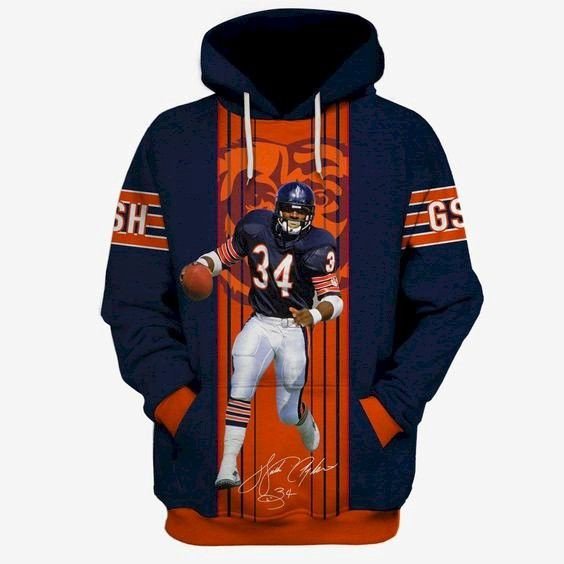 Chicago Bears Walter Payton Many Logo 7 Unisex 3D Hoodie Gift For Fans