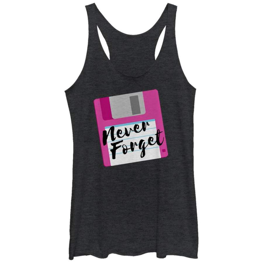 CHIN UP Women’s Never Forget Floppy Disk  Racerback Tank Black Heather