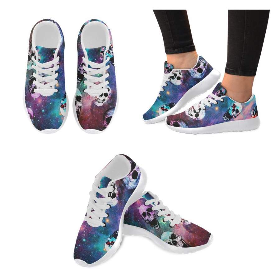 Galaxy and Skulls Printed Women's Sneakers