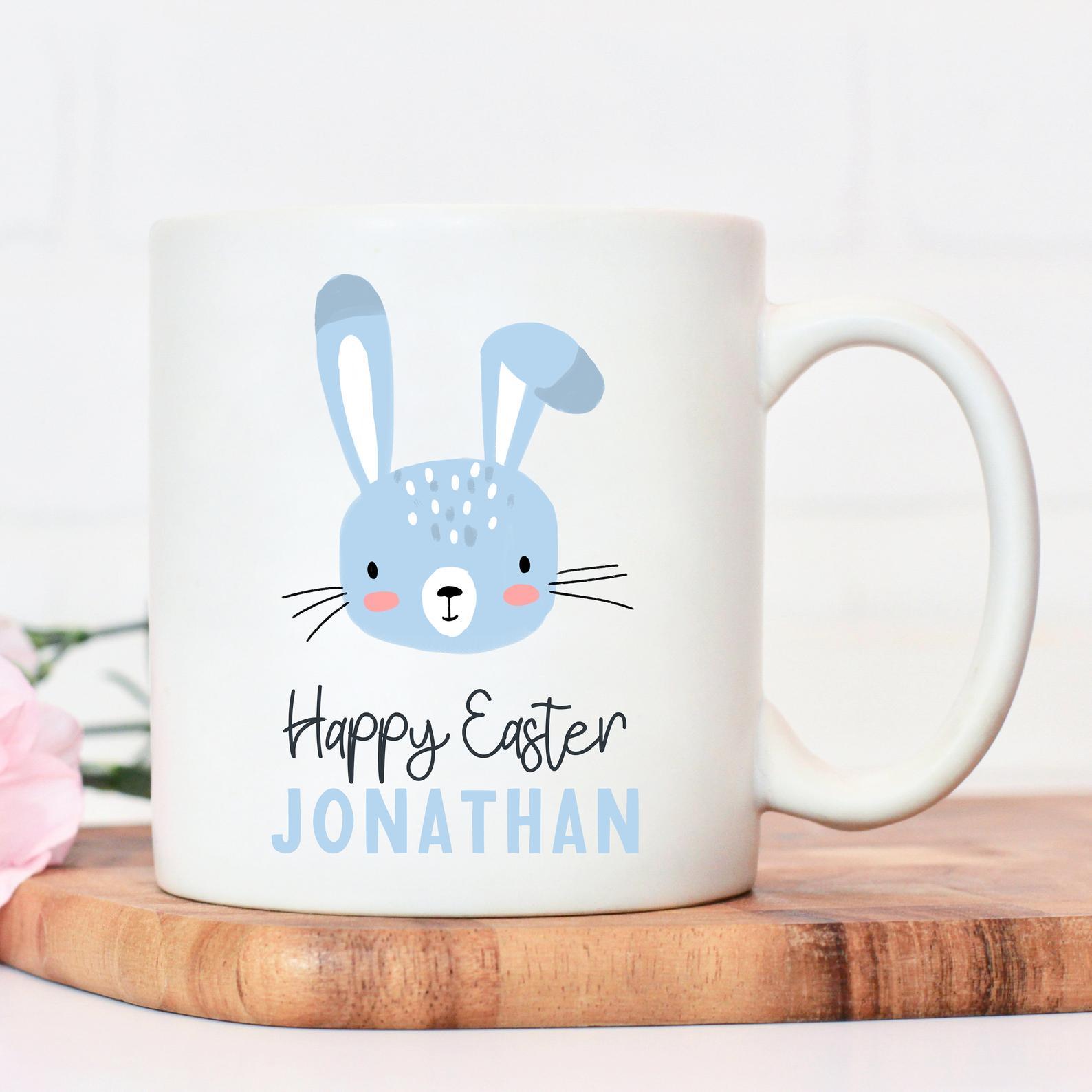 Personalised Easter Gift Blue Easter Bunny Mug White Ceramic 11-15Oz Coffee Tea Cup