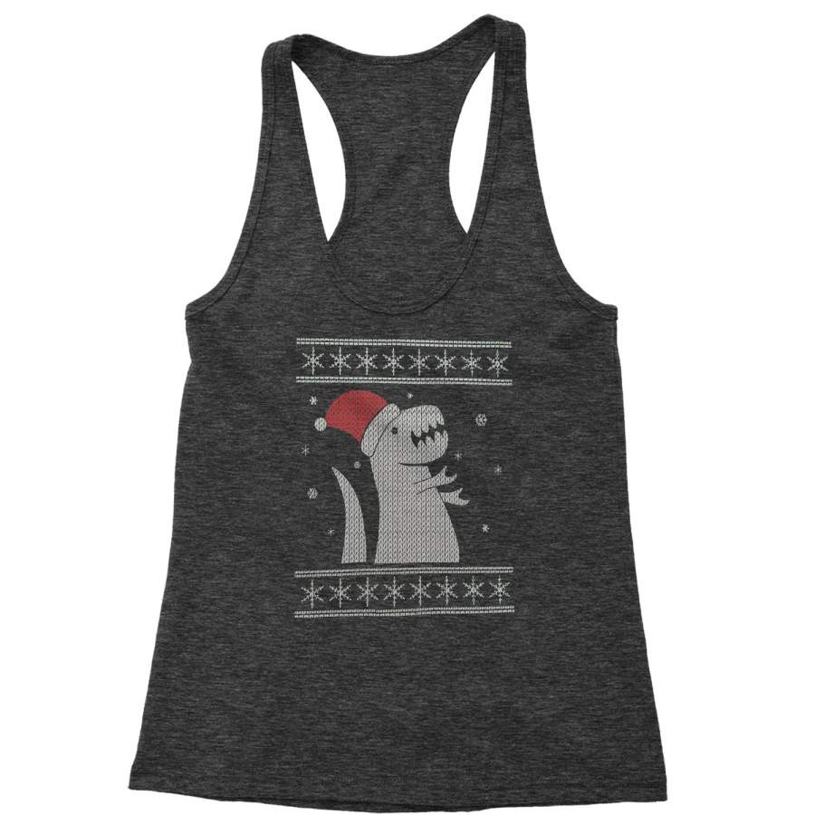 T-Rex In The Snow Ugly Christmas Racerback Tank Top for Women