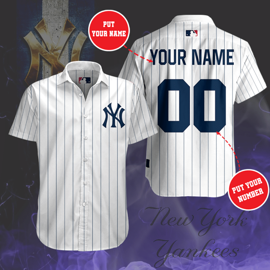 Personalized New York Yankees Baseball Team All Over Print 3D Hawaiian Shirt-White - Yankees World Series Tshirt