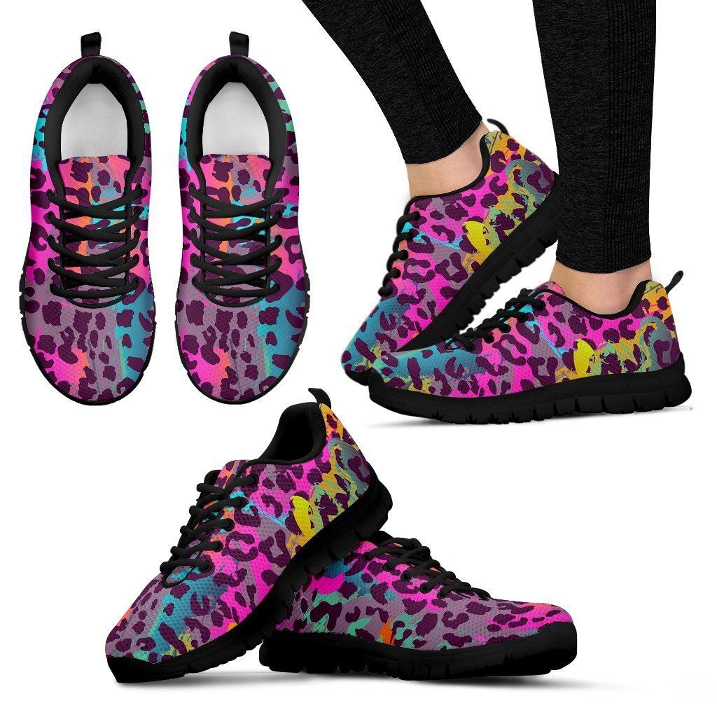 Rainbow Leopard Pattern Print Sneakers Shoes