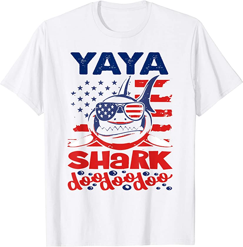 US Flag YAYA Shark Doo Doo Doo T-Shirt 4th of July