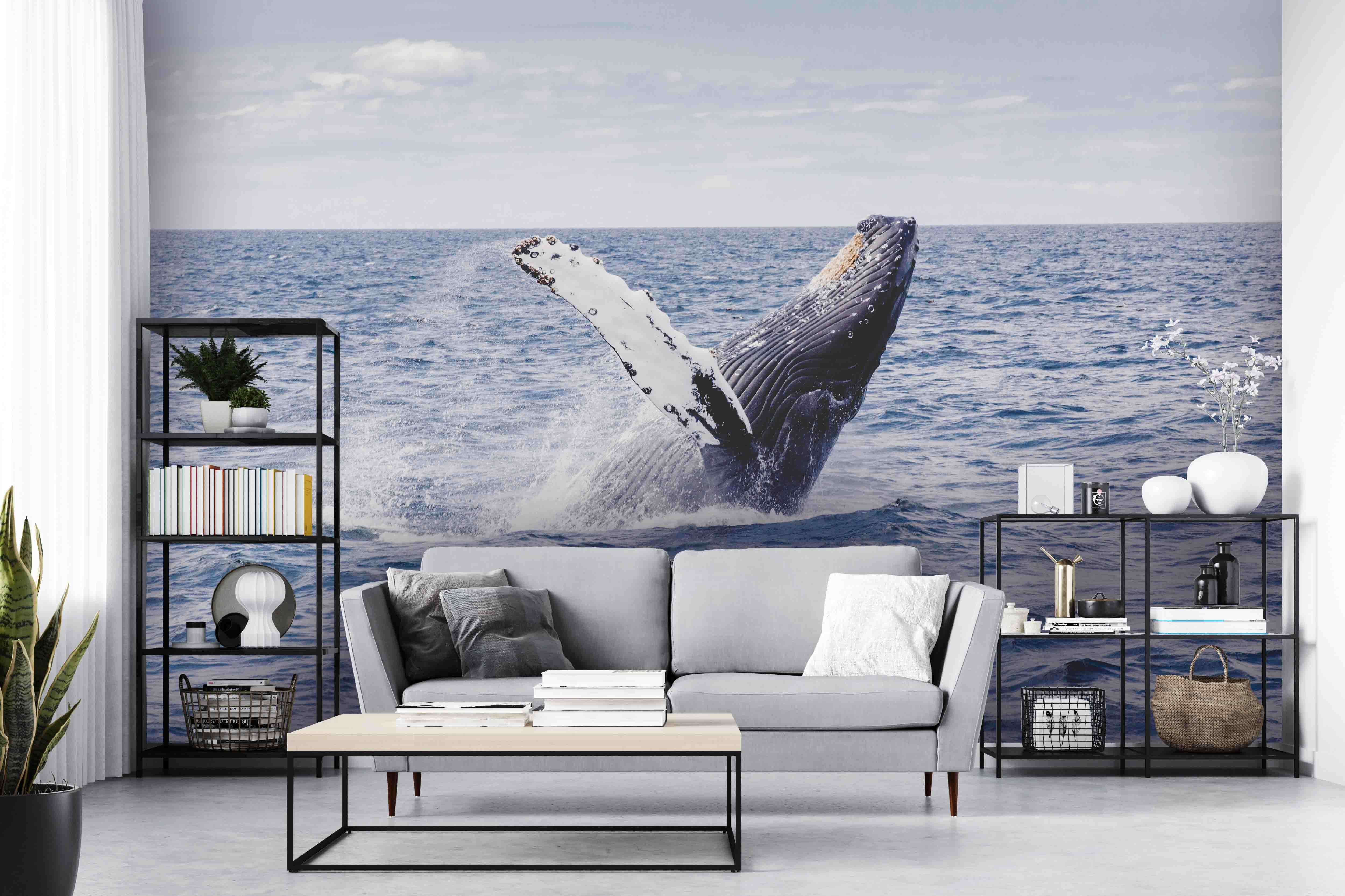 3D Sea Whale Wall Mural Wallpaper Sf82