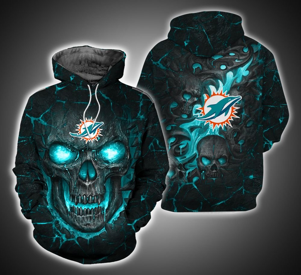 Miami Dolphins Skull 3D Print Hoodie ver10