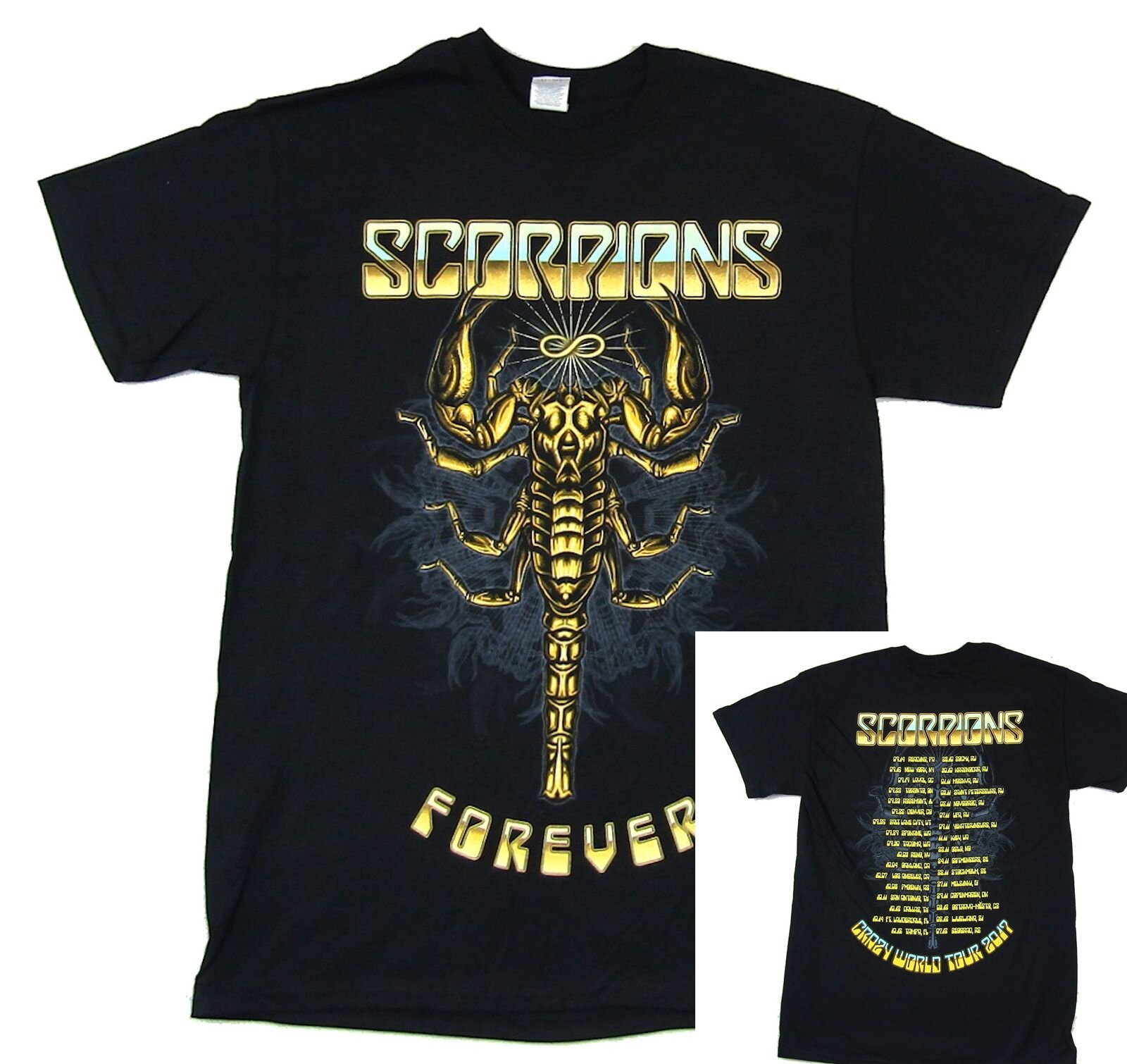 Vtg Scorpions Forever Crazy World Tour 2017 Black T-Shirt