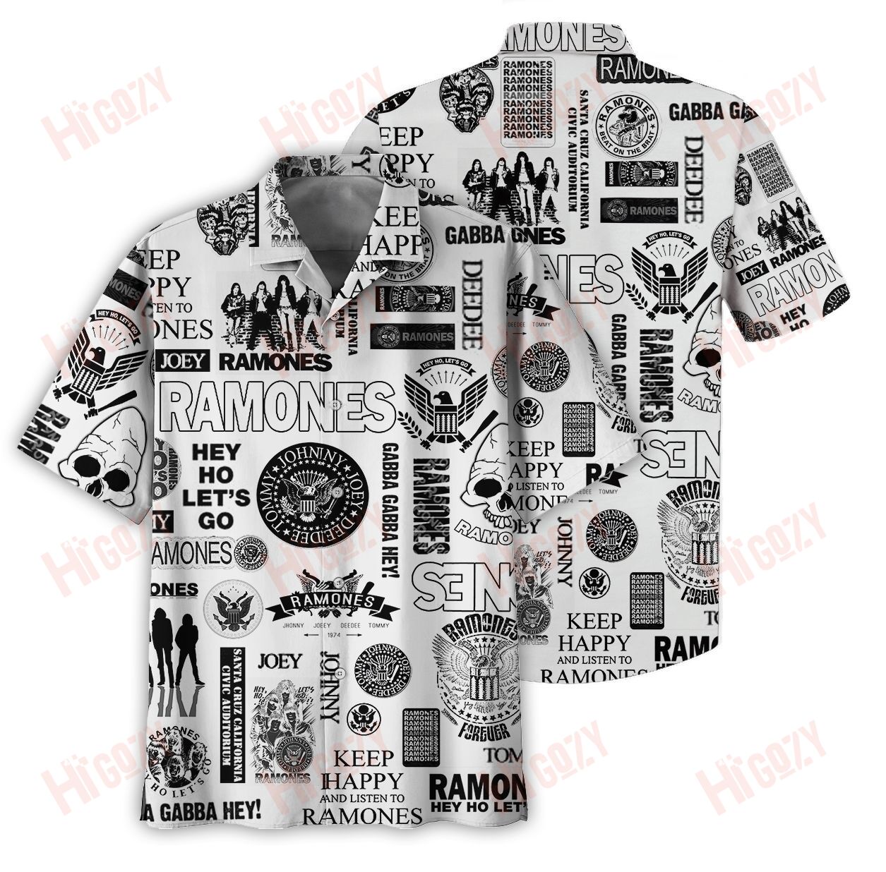 Ramones Hawaiian Sleeve Aloha Shirts Ha72866