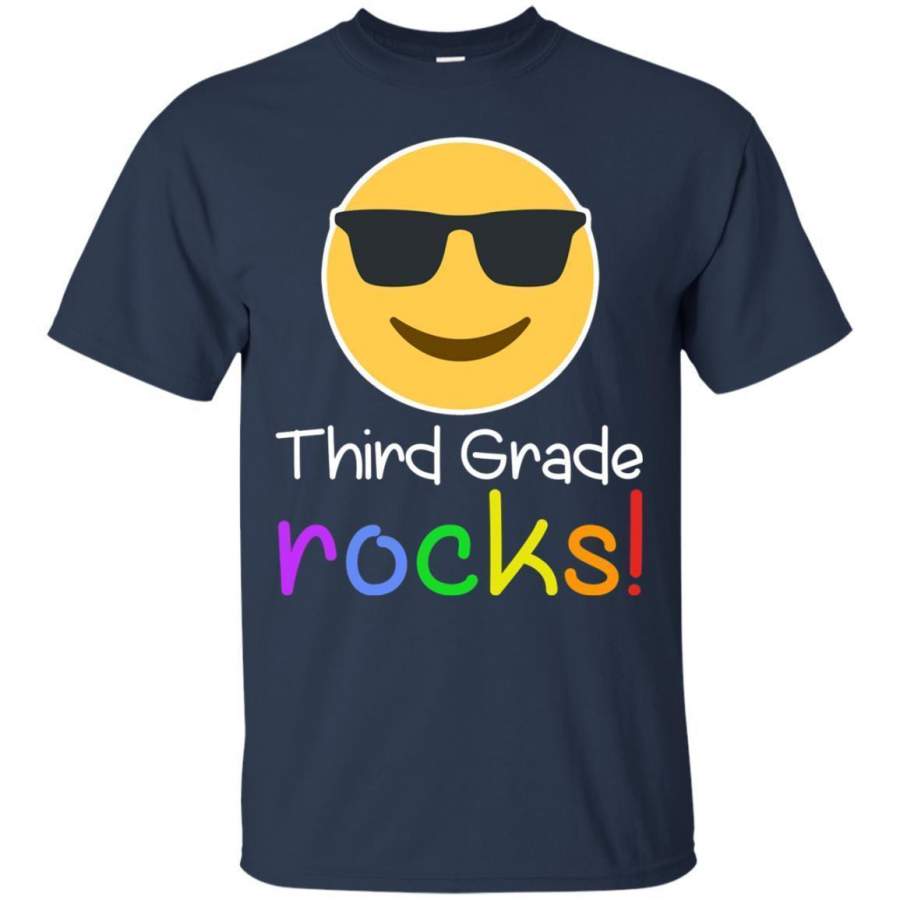 AGR 3 Rd Grade Rocks Emoji Shirt Funny Third Graders  Teachers  Tee-tshirt