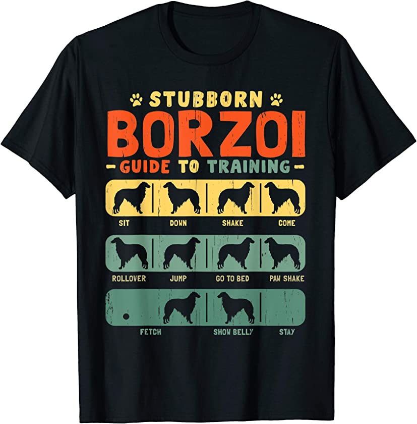 Borzoi Mom Dad Funny Stubborn Vintage Tricks Gift T-Shirt