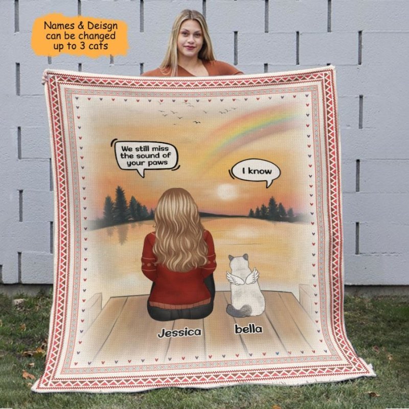 Human And Cat Conversation Personalized Memorial Blanket