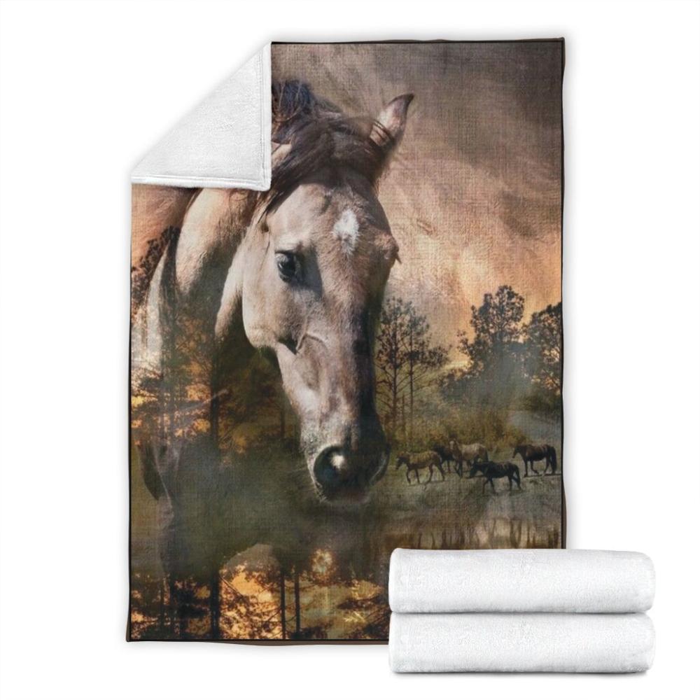 Animal Horse Art Soul Fleece Blanket Family Gift Home Decor Bedding Couch Sofa Soft And Comfy Cozy For Horse Lover