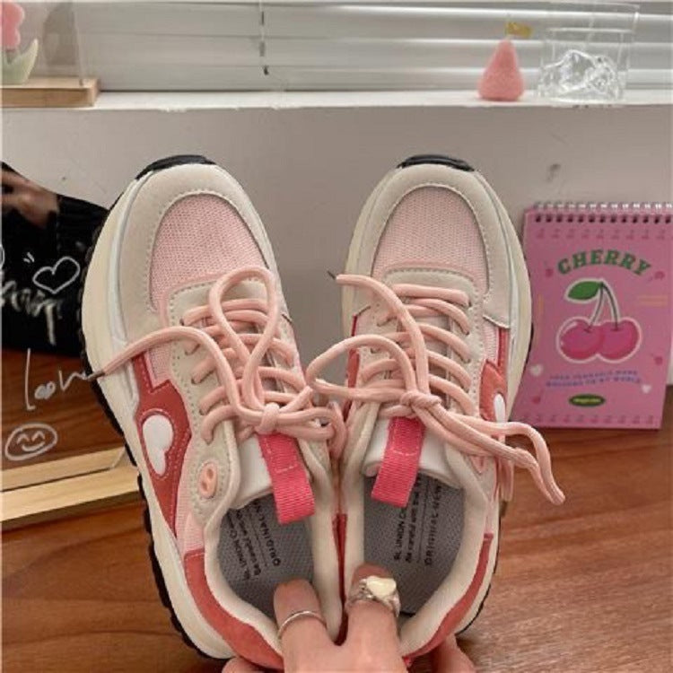 Pretty Pink Hearts Platform Sneakers – Women’S