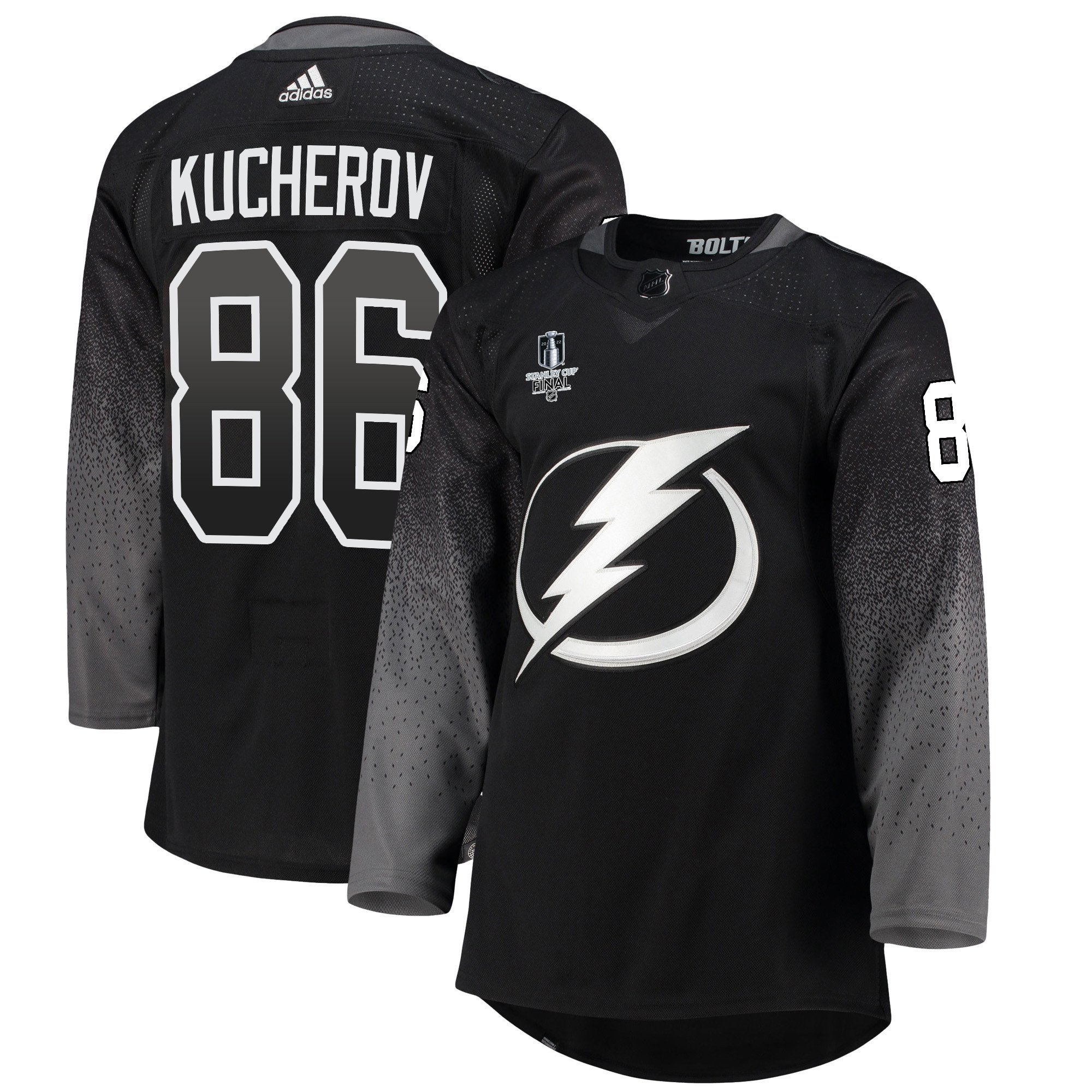 Tampa Bay Lightning Nikita Kucherov 86 alternate 2022 Stanley Cup Final Breakaway Men Jersey – black