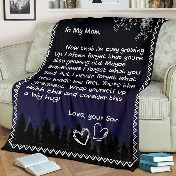 To My Mom Consider This A Big Hug Fleece Blanket Gift For Mom From Son Home Decor Bedding Couch Sofa Soft And Comfy Cozy