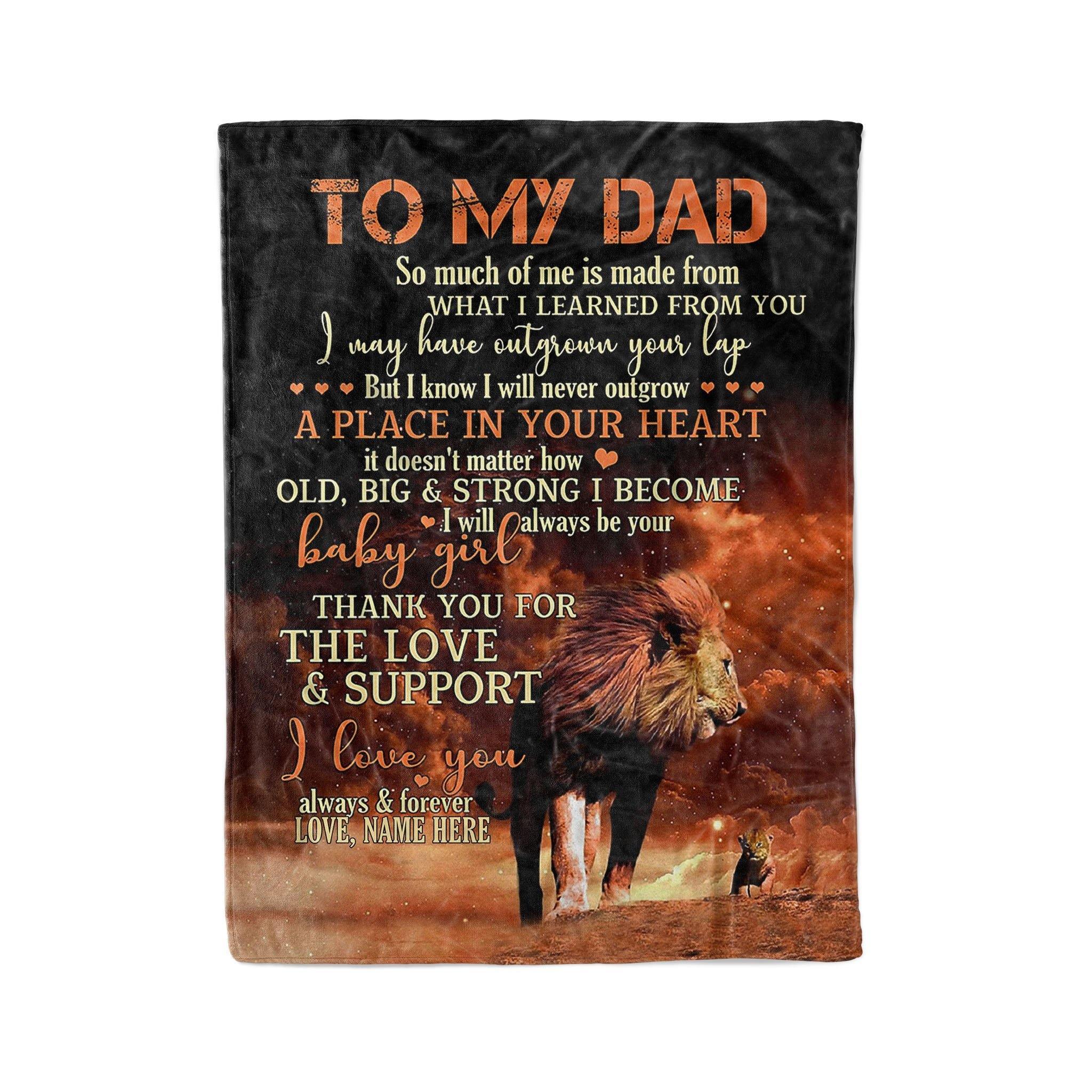 [Personalized Name] To My Lion Dad – Gift For Father’S Day Unique Gifts Ideas For Home Decor Gifts For Family – Fleece Blanket Sherpa Blanket