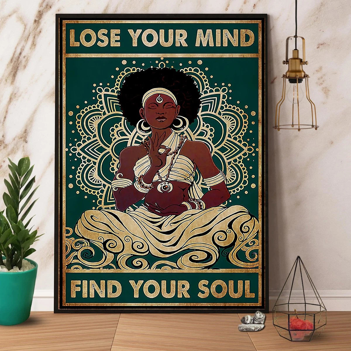 Black Girl Doing Yoga Lose Your Mind Paper Canvas Prints Poster Wall Art