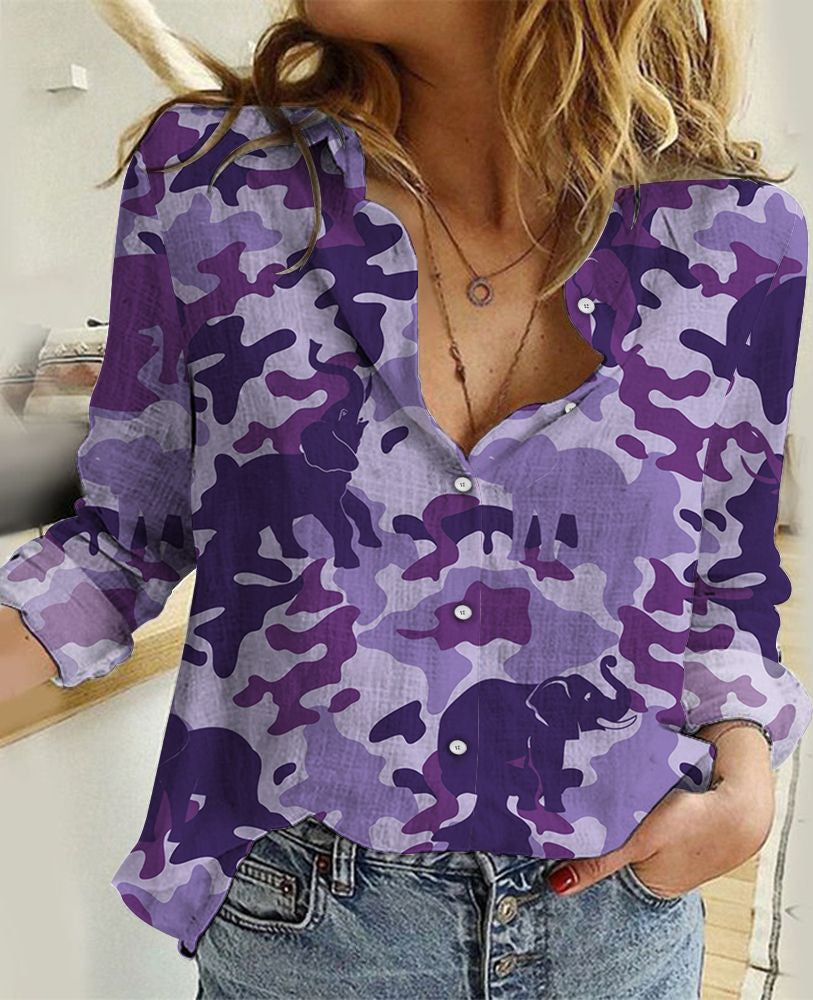 [CityBarks] [Linen Shirt] Elephant Purple Camo G-YCL295