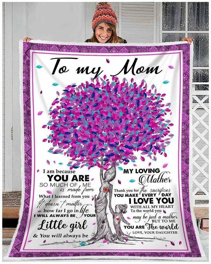 [Personalized Name] Purple Tree You Are My World Gift For Mom –  Gift For Mommy, Gift For Home Decor, Gift For Family  – Fleece Blanket