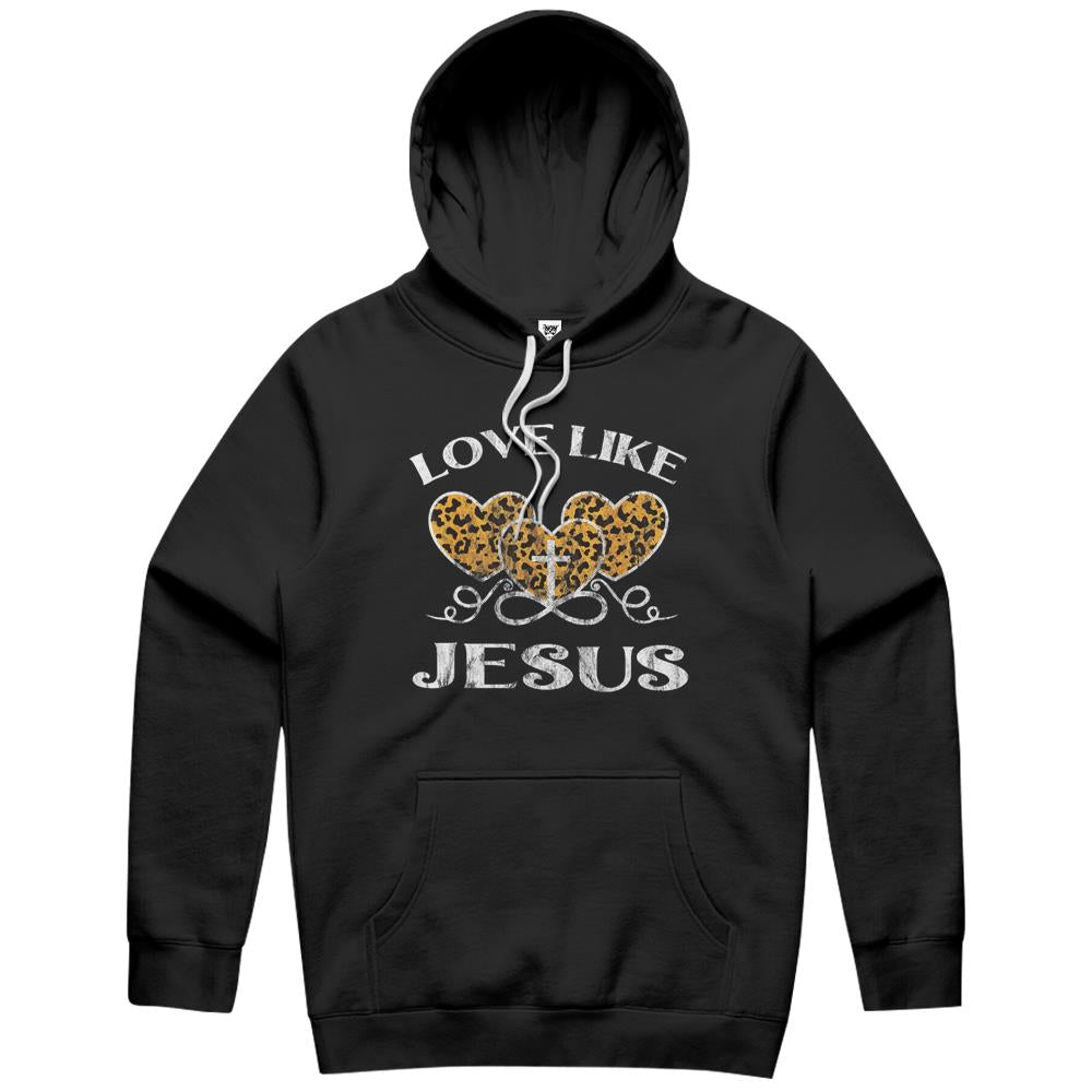 Valentine Day Christian Gift Cheetah Leopard Love Like Jesus Hoodie