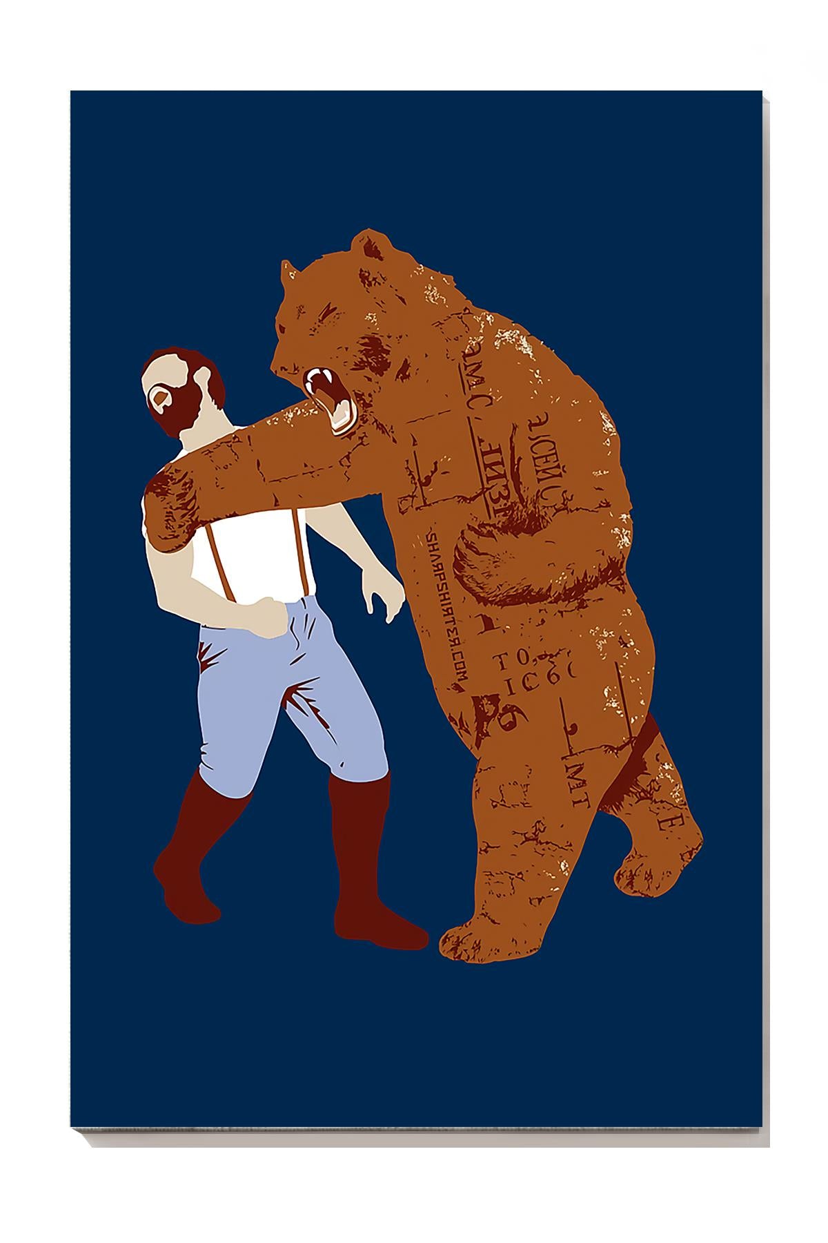 Angry Brown Bear Animal Wall Art For Bear Lover Kid Room Decor Wrapped Canvas