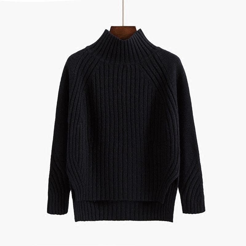 Women’s Fall Winter Warm Bottoming Sweaters Mock Neck Loose Casual Knitted Tops Thick Korean Elegant Long Sleeve Tricot Pullover alx