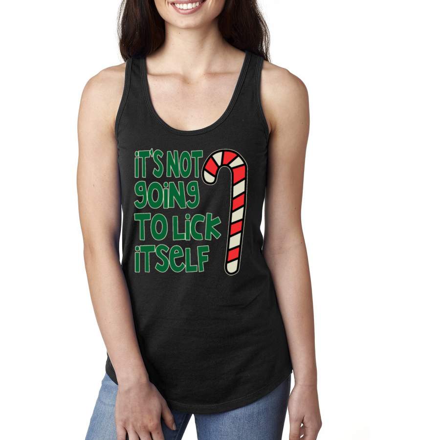 Candy Cane Not Going to Lick Itself Christmas Ladies Racerback Tank Top