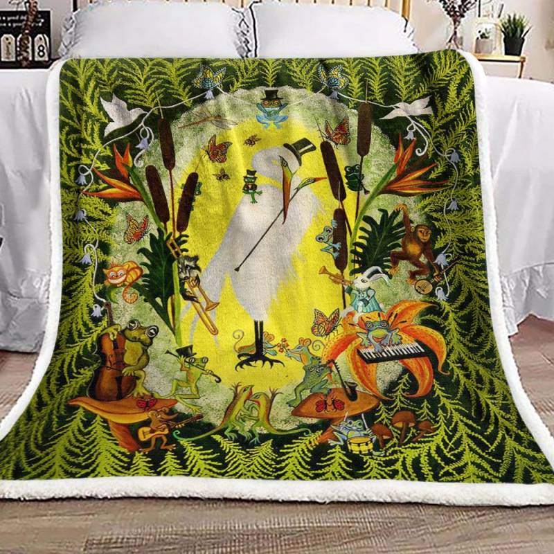 Rabbit Monkey Frog Bird BT2410189F Sherpa Fleece Blanket