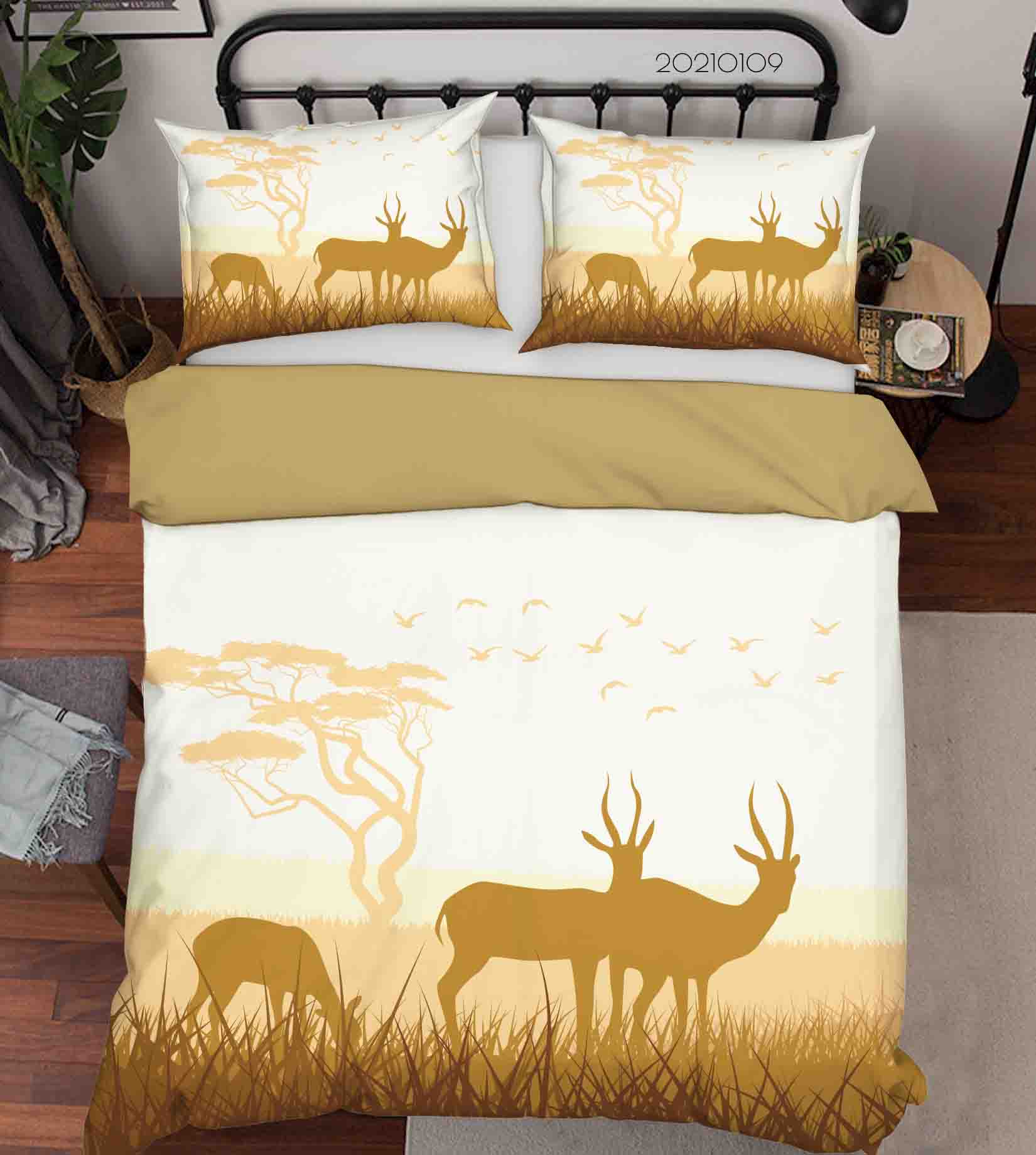 3D Cartoon Forest Animal Elk Quilt Cover Set Bedding Set Duvet Cover Pillowcases 62 Lqh