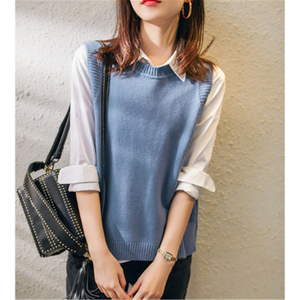 2020 Korean New Autumn and winter round neck cashmere vest ladies sleeveless sweater loose and comfortable new pullover PZ3617 alx