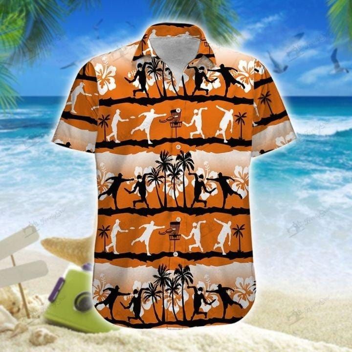 Orange Disc Golf Dad Coconut Tree Unisex Hawaii Shirts Beach Shorts Ha19539