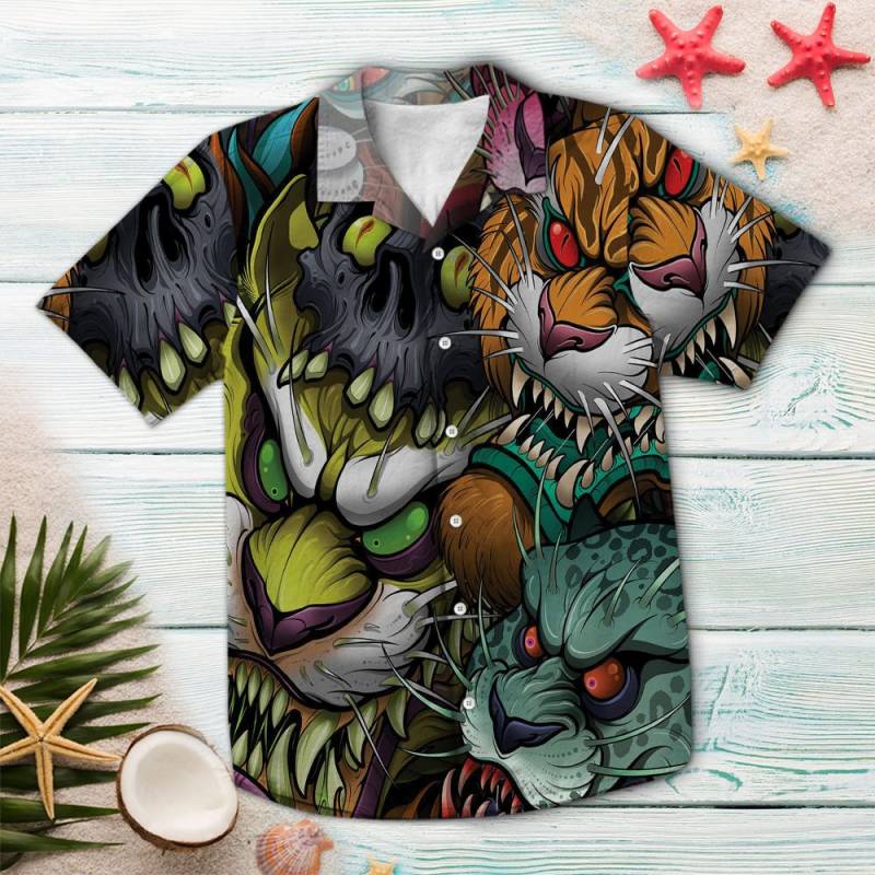 Tigers With Skull G5731- Hawaiian Shirt