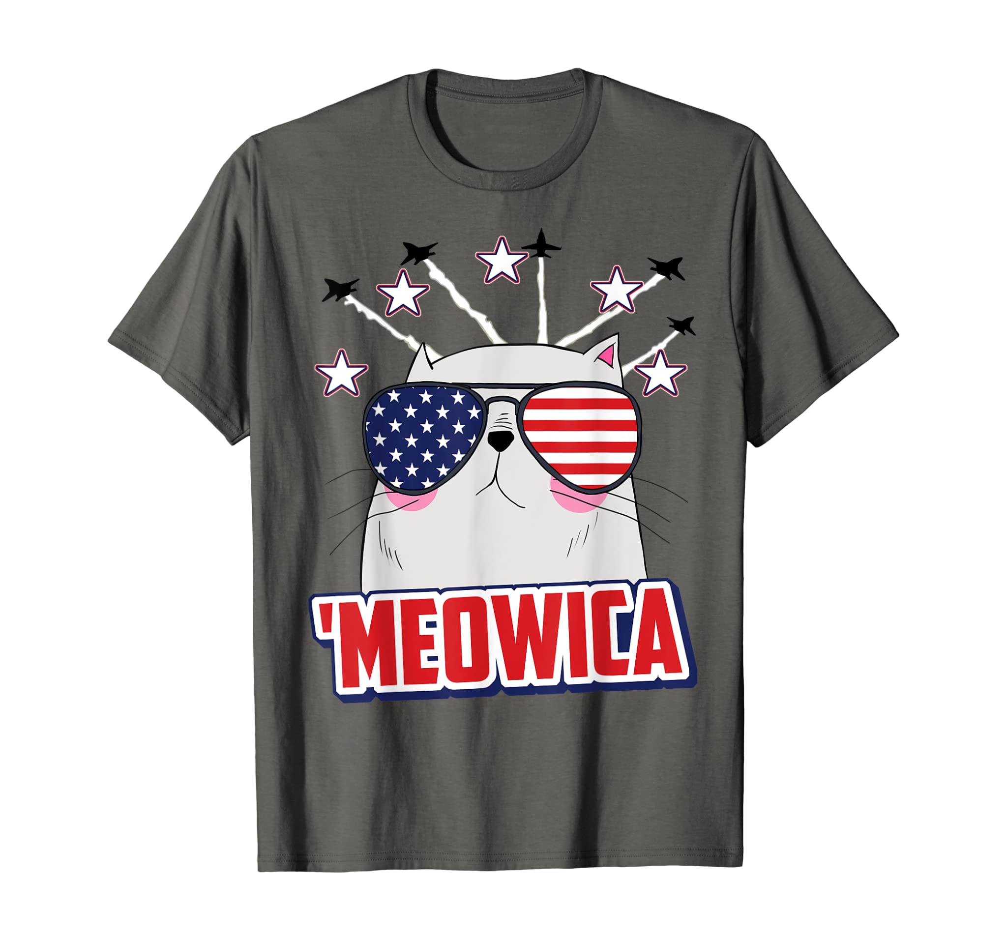 “Meowica” USA Funny Patriotic Cat 4th of July T-shirt