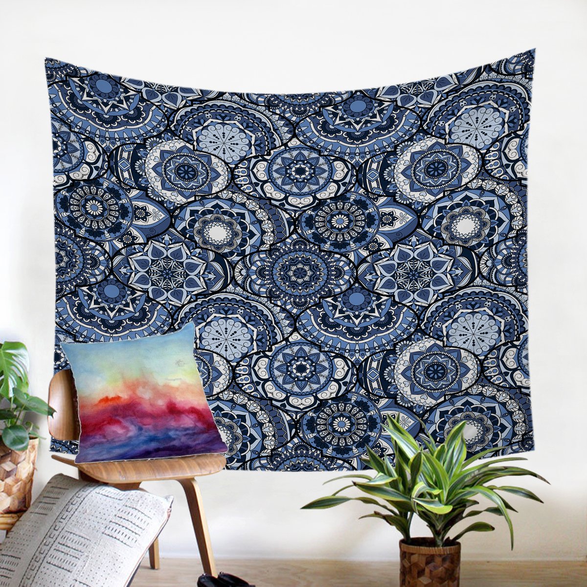 Blue Rings SW2238 Round Rug