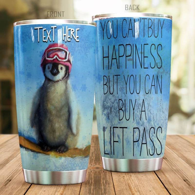 Skiing Tumbler Personalized Penguin Skiing QR69